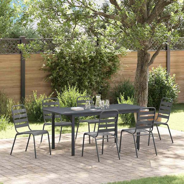 vidaXL Garten Essgruppe 7 pcs Anthrazit Pulverbeschichteter Stahl