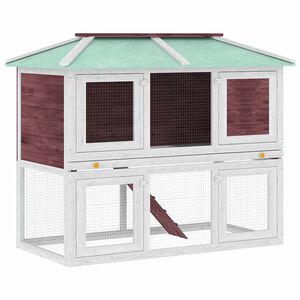 vidaXL Kleintier-/Kaninchenstall 2 Etagen Braun Holz