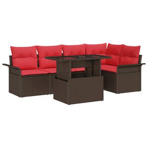 vidaXL Gartensofa-set mit Kissen mit Speicher 6 pcs Braun Poly Rattan