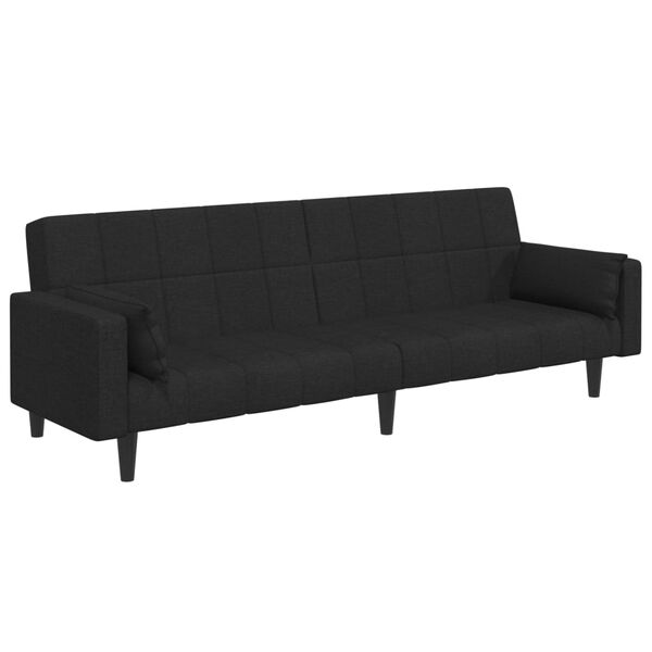 vidaXL Schlafsofa 2-Sitzer mit Fu&szlig;hocker Schwarz Stoff