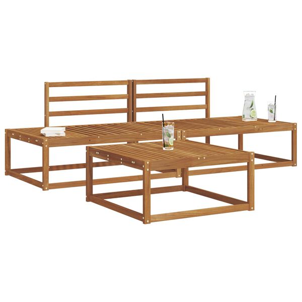 vidaXL Outdoor-Sofagarnitur 3 St&uuml;ck Natur Massivholz Akazie