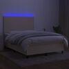 vidaXL Boxspringbett mit Matratze & LED Creme 140x190 cm Stoff