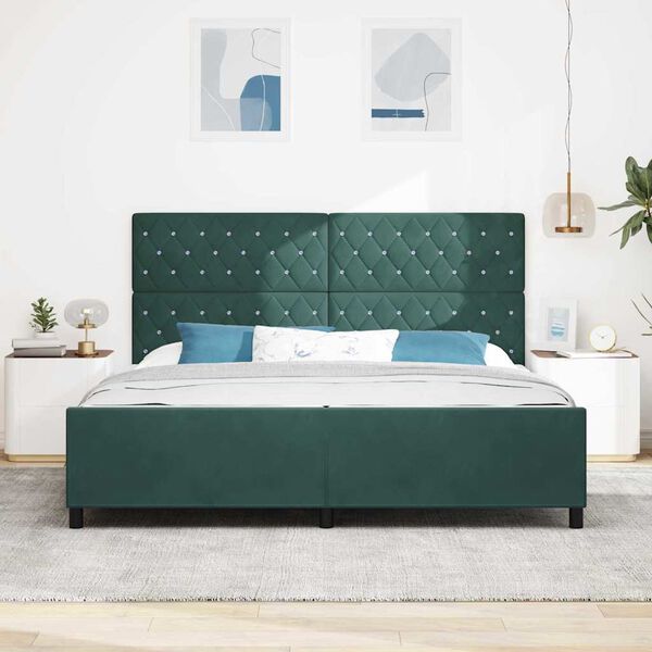 vidaXL Boxspringbett mit Kopfteil Dunkelgr&uuml;n 200 x 200 cm Samt