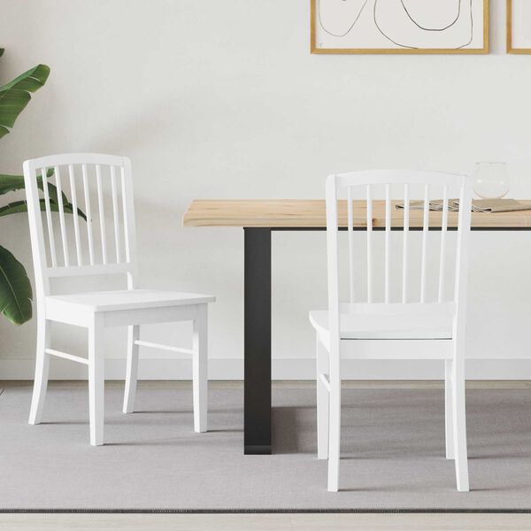 vidaXL Esszimmerst&uuml;hle 2 pcs Wei&szlig; 50 x 52,5 x 91 cm Massives Gummiholz