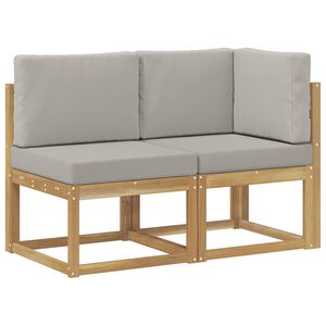 vidaXL Outdoor Mittel- und Ecksofa 2 St&uuml;ck Wei&szlig; Massivholz Akazie