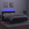 vidaXL Boxspringbett mit Matratze & LED Dunkelgrau 140x200 cm Samt