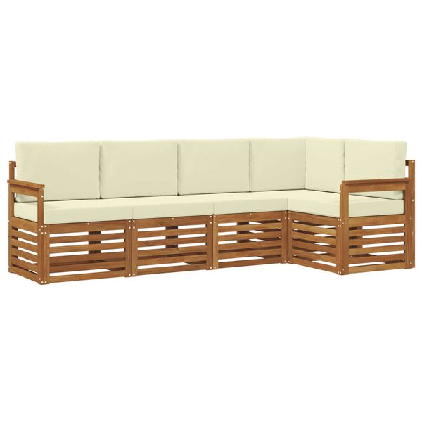 vidaXL Sofagarnituren 5 pcs Natur und Creme Massivholz Akazie