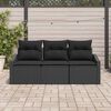 vidaXL Sofa Set mit Kissen 3 pcs Schwarz Poly Rattan