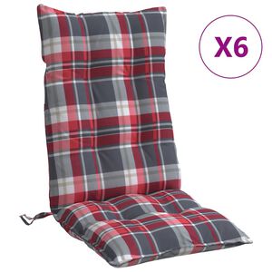 vidaXL Hochlehner-Auflagen 6 Stk. Rotes Karomuster Oxford-Gewebe
