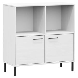 vidaXL B&uuml;cherregal OSLO mit Metallbeinen Wei&szlig; 90x35x90,5 cm Massivholz