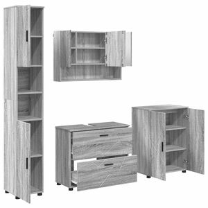 vidaXL Badezimmerm&ouml;bel-Set 4 stk. Graues Sonoma 35 x 30 x 192 cm