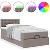 vidaXL Ottoman-Bett mit Matratze & LEDs Taupe 90x190 cm Stoff