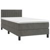 vidaXL Boxspringbett mit Matratze & LED Dunkelgrau 90x190 cm Samt