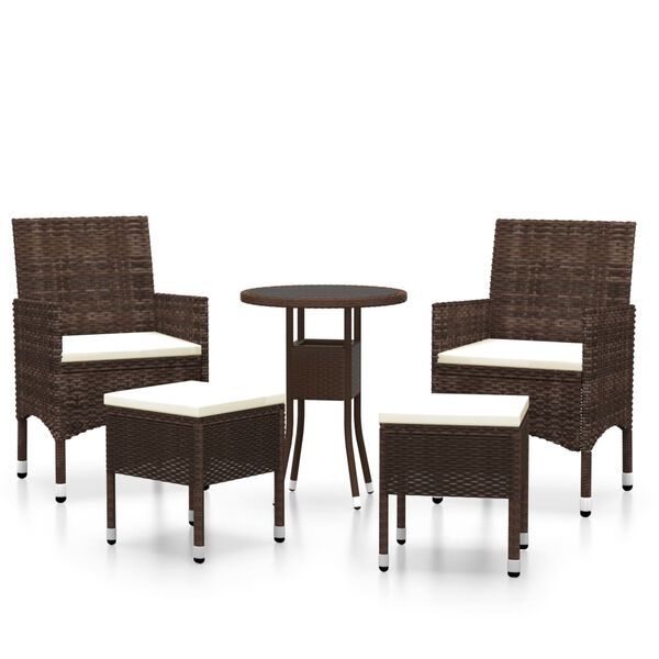 vidaXL 5-tlg. Garten-Lounge-Set Poly Rattan Braun