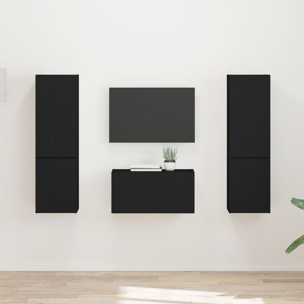 vidaXL TV-Schrankset 5 pcs Schwarz Holzwerkstoff