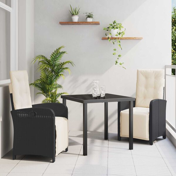 vidaXL Garten Essgruppe mit Kissen 3 pcs Braun Poly-Rattan