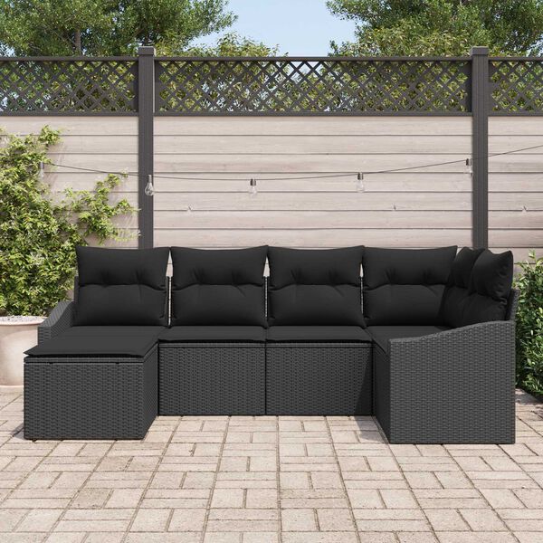 vidaXL Garten Essgruppe mit Kissen mit Speicher 6 pcs Schwarz