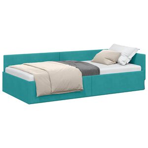 vidaXL Eckbettgestell mit Kopfteil T&uuml;rkis 80 cm x 200 cm Samt