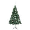 vidaXL K&uuml;nstlicher Weihnachtsbaum mit Beleuchtung & Kugeln Gr&uuml;n 210 cm