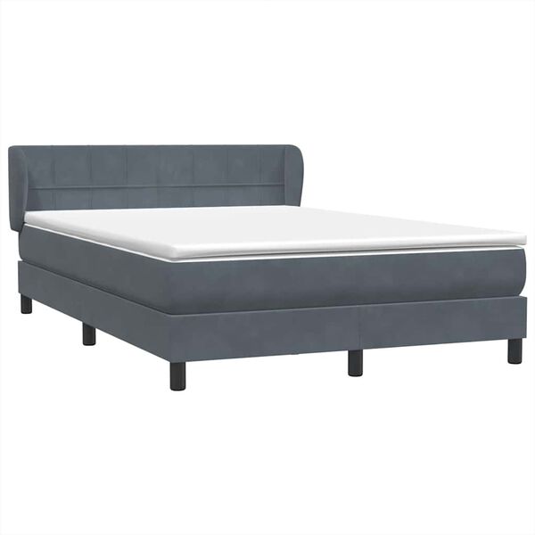 vidaXL Boxspringbett mit Matratze Dunkelgrau 140x220 cm Samt
