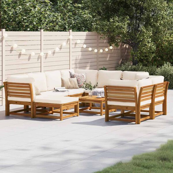 vidaXL 10-tlg. Garten-Lounge-Set mit Kissen Massivholz Akazie