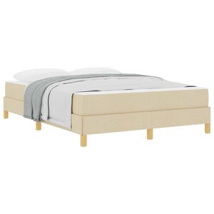 vidaXL Boxspringbett mit Matratze Creme 140 x 190 cm Stoff