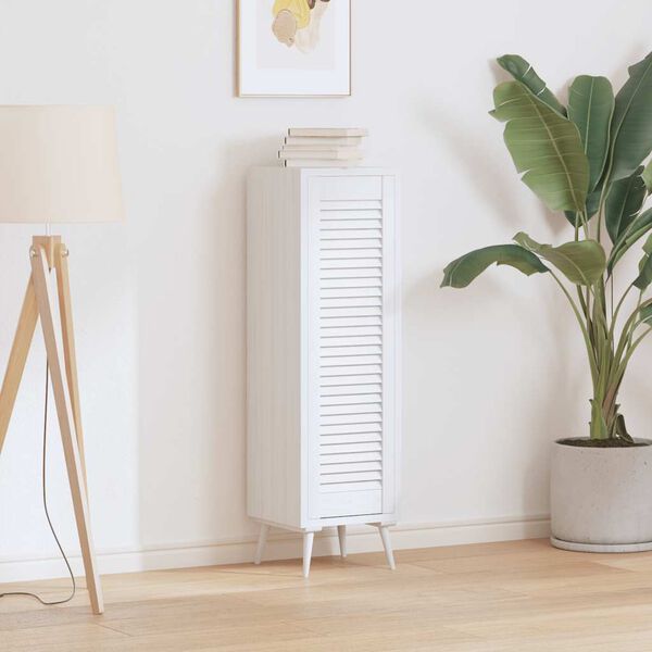 vidaXL Schrankt&uuml;r Lamellen-Design Wei&szlig; 99x29,5 cm