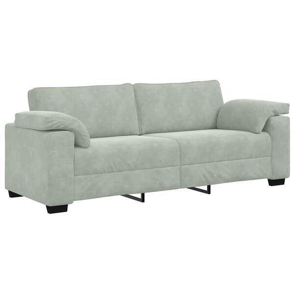 vidaXL 3-Sitzer-Sofa Hellgrau 178 cm Samt
