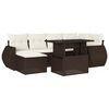 vidaXL 7-tlg. Garten-Sofagarnitur mit Kissen Braun Poly Rattan