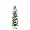 vidaXL K&uuml;nstlicher schlanker Weihnachtsbaum Gr&uuml;n und Wei&szlig; 120 cm