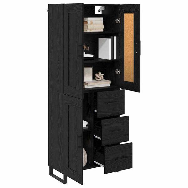 vidaXL Highboard Schwarz Eichen-Optik 69,5 x 34 x 180 cm Holzwerkstoff