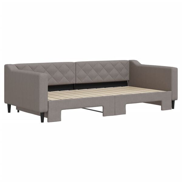 vidaXL Tagesbett Ausziehbar Taupe 100x200 cm Stoff
