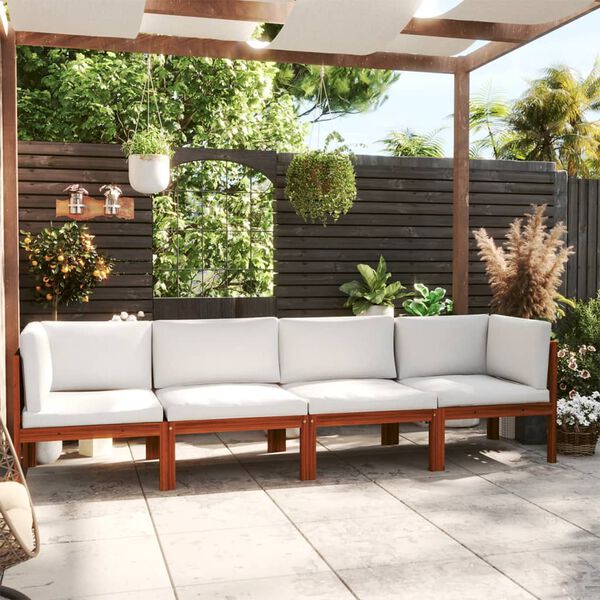 vidaXL 4-Sitzer-Gartensofa mit Kissen Holz Akazie & Seil