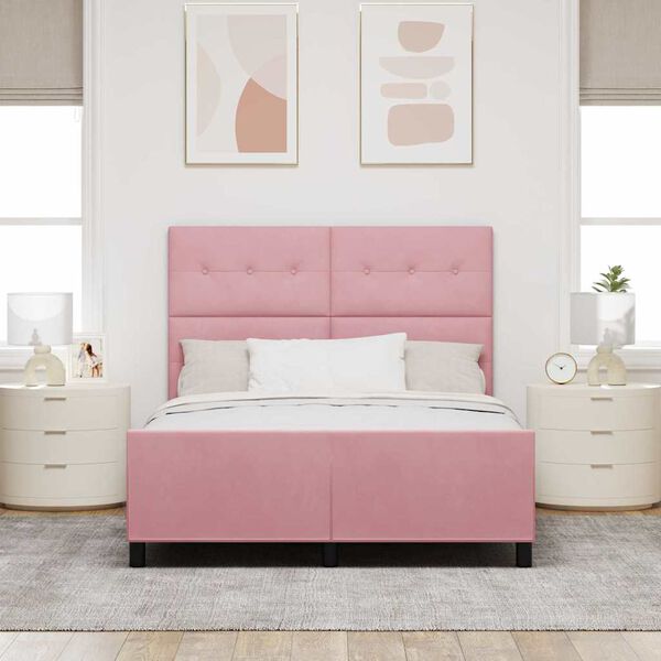 vidaXL Boxspringbett mit Kopfteil Rosa 140 x 190 cm Samt