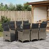 vidaXL Garten Essgruppe mit Kissen 9 pcs Grau Poly Rattan