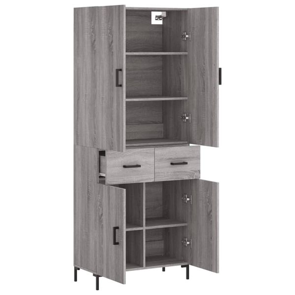 vidaXL Highboard Grau Sonoma 69,5x34x180 cm Holzwerkstoff