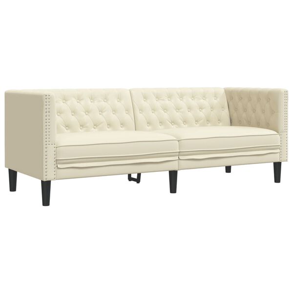 vidaXL 2-tlg. Chesterfield-Sofa-Set Creme Kunstleder