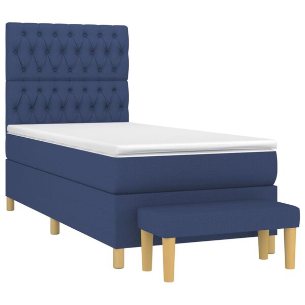 vidaXL Boxspringbett mit Matratze Blau 90x190 cm Stoff