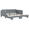 vidaXL Tagesbett Ausziehbar Hellgrau 90x190 cm Stoff