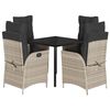 vidaXL 5-tlg. Garten-Essgruppe mit Kissen Hellgrau Poly Rattan