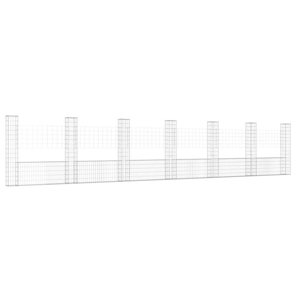 vidaXL Gabionenkorb U-Form mit 7 S&auml;ulen Eisen 740x20x150 cm