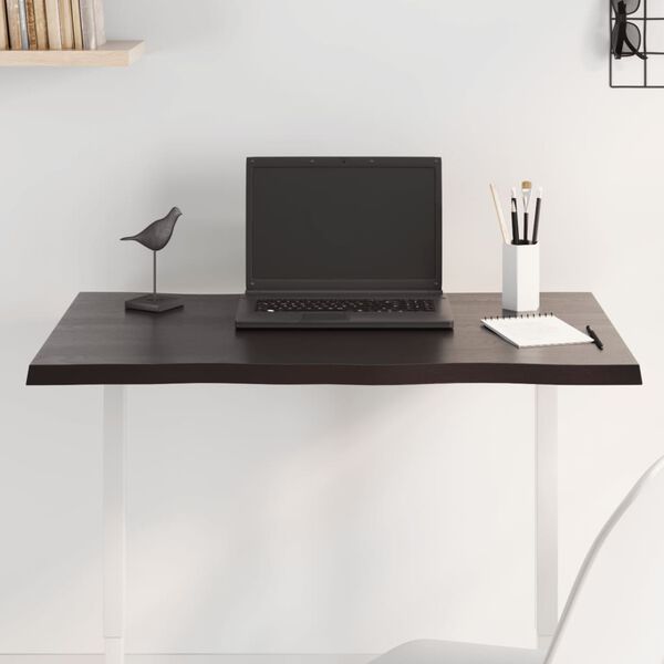 vidaXL Tischplatte 80x60x2 cm Massivholz Eiche Behandelt Baumkante