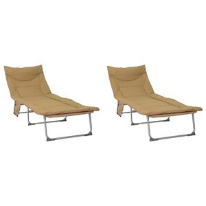 vidaXL Klappbare Sonnenliege mit Kissen 2 pcs Beige