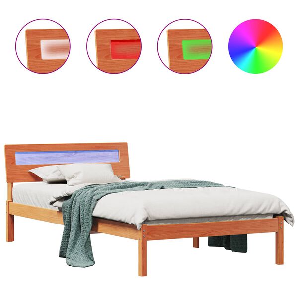vidaXL Bettrahmen Wachsbraun 100 x 200 cm Massives Kiefernholz
