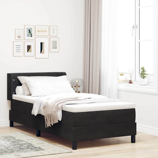 vidaXL Boxspringbett mit Matratze Schwarz 190 x 90 cm Samt