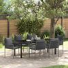 vidaXL Garten Essgruppe 7 pcs Schwarz und Grau PE-Rattan