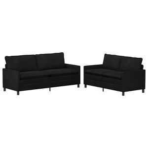 vidaXL Sofa Set 2 stk. Schwarz Samt