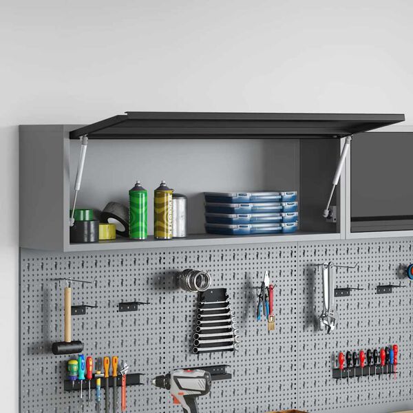 vidaXL Werkzeugschrank mit Speicher Schwarz und Grau 100 x 25 x 35 cm