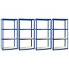 vidaXL Regale mit 4 B&ouml;den 4 Stk. Blau Stahl & Holzwerkstoff