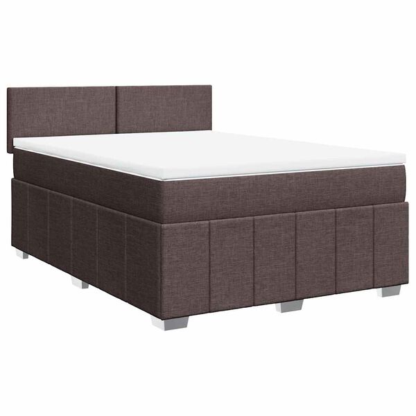 vidaXL Boxspringbett mit Matratze Dunkelbraun 140x190 cm Stoff